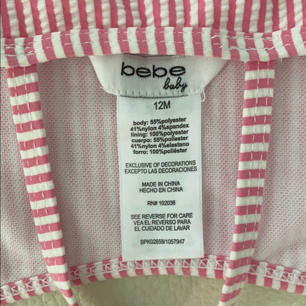 Bebe Baby Pink Ruffle Seersucker Swimsuit - Picture 3 of 4